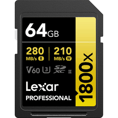 Lexar 64GB Professional 1800x UHS-II SDXC (GOLD Series)